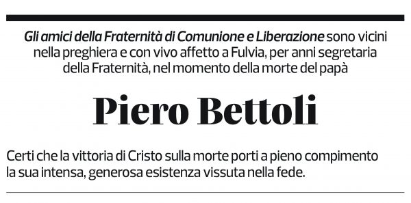 Annuncio funebre Piero Bettoli