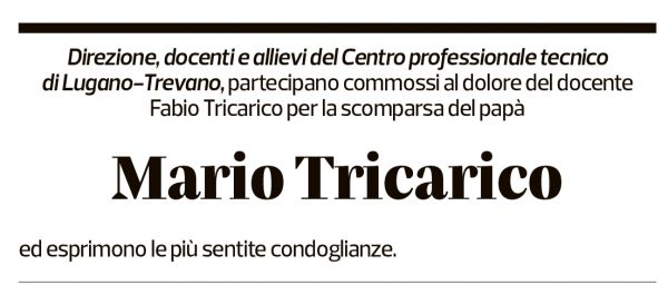 Annuncio funebre Mario Tricarico