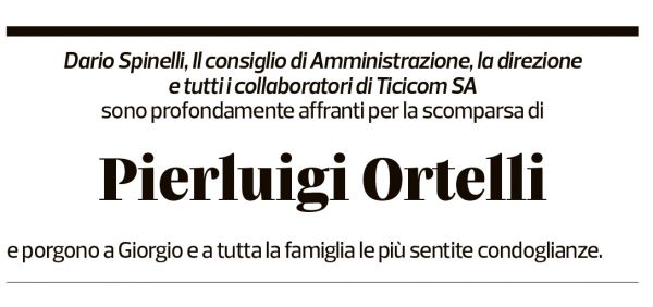 Annuncio funebre Pierluigi Ortelli