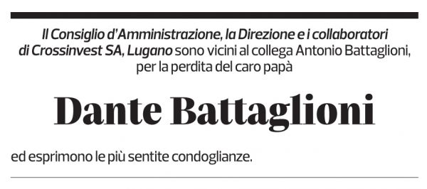 Annuncio funebre Dante Battaglioni