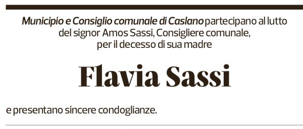 Annuncio funebre Flavia Sassi