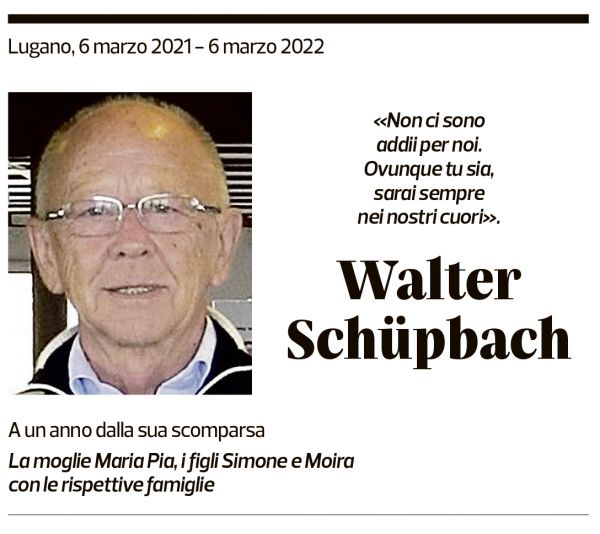 Annuncio funebre Walter Schüpbach