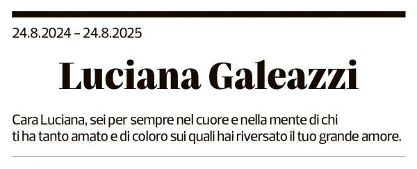 Annuncio funebre Luciana Galeazzi