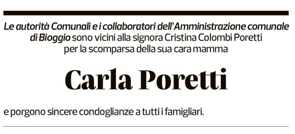 Annuncio funebre Carla Poretti