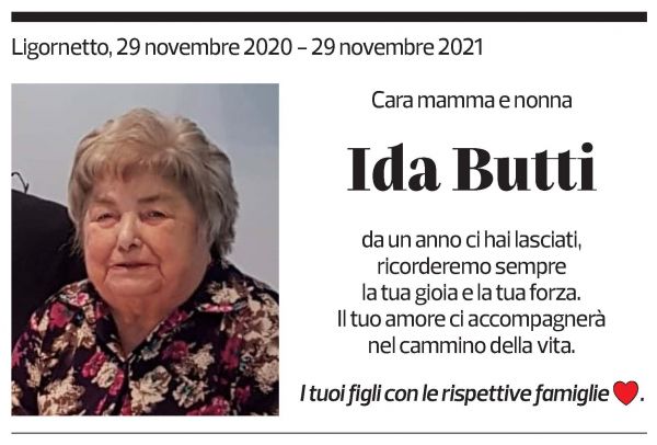 Annuncio funebre Ida Butti