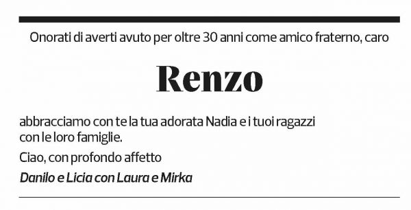 Annuncio funebre Renzo Quattropani