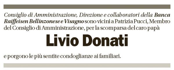 Annuncio funebre Livio Donati
