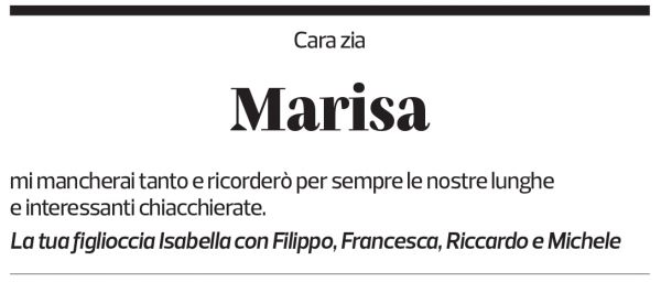 Annuncio funebre Marisa Perret-rezzonico