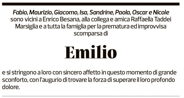 Annuncio funebre Emilio Besana