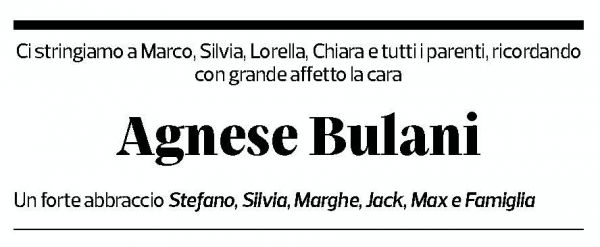Annuncio funebre Agnese Bulani