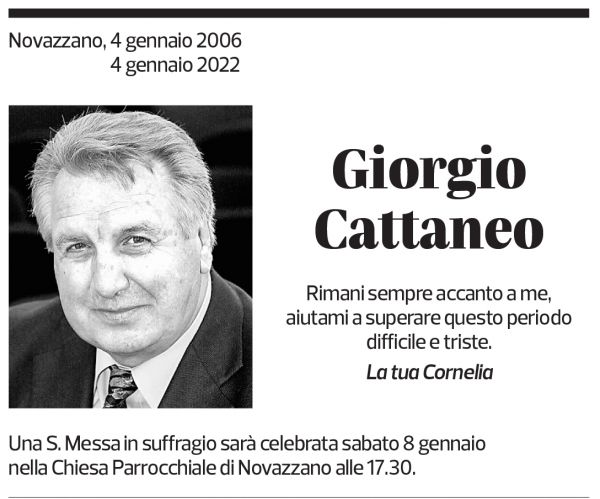 Annuncio funebre Giorgio Cattaneo