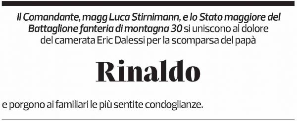 Annuncio funebre Rinaldo Dalessi