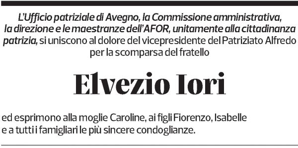Annuncio funebre Elvezio Iori