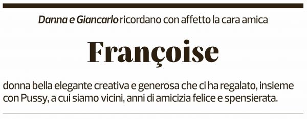 Annuncio funebre Francoise 