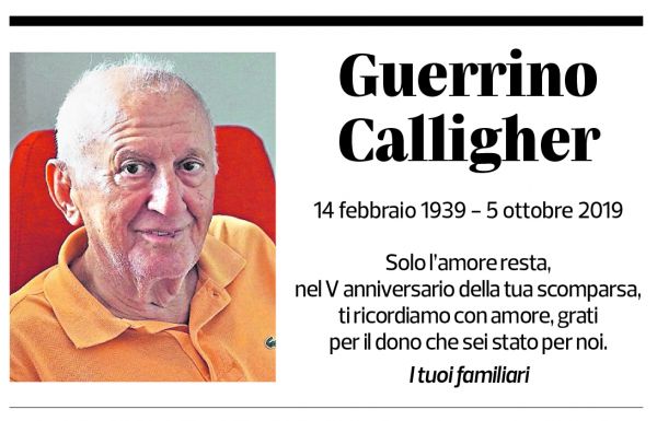 Annuncio funebre Guerrino Calligher