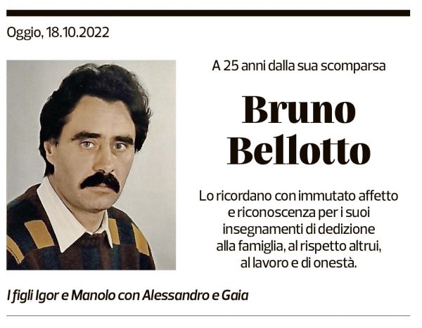 Annuncio funebre Bruno Bellotto