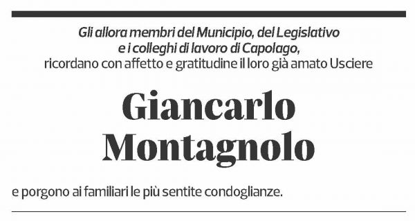 Annuncio funebre Giancarlo Montagnolo