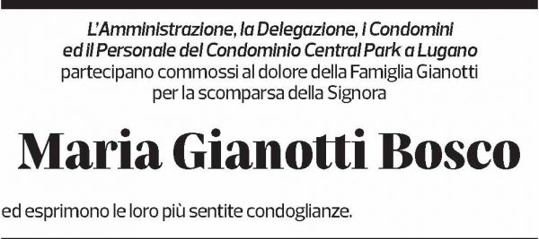 Annuncio funebre Maria Gianotti Bosco