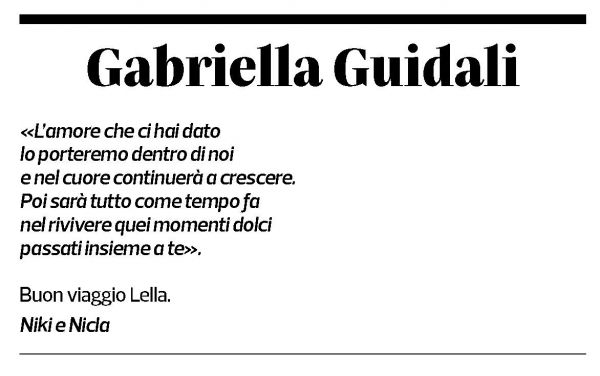Annuncio funebre Gabriella Guidali