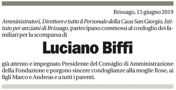 Annuncio funebre Luciano Biffi