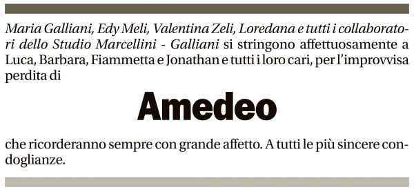 Annuncio funebre Amedeo Marcellini