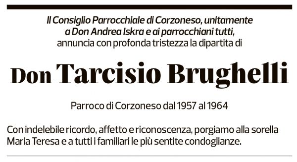 Annuncio funebre Tarcisio Brughelli