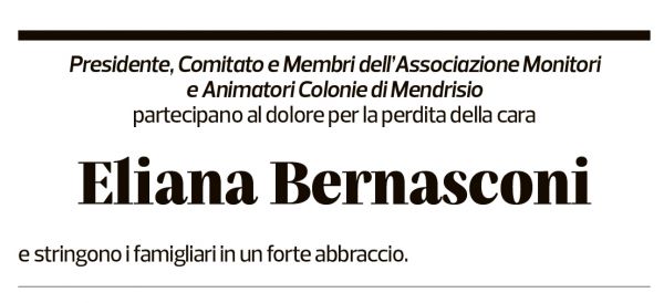 Annuncio funebre Eliana Bernasconi