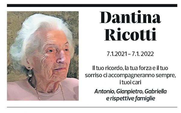 Annuncio funebre Dantina Ricotti