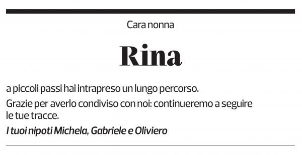 Annuncio funebre Rina Crimella