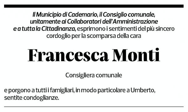 Annuncio funebre Francesca Monti