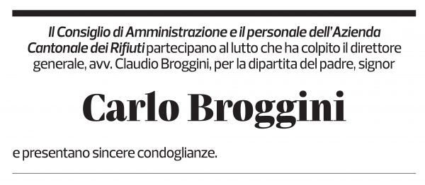 Annuncio funebre Carlo Broggini