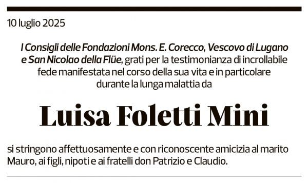 Annuncio funebre Luisa Foletti Mini