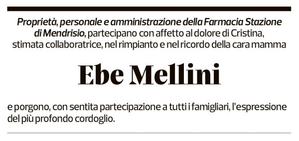 Annuncio funebre Ebe Mellini