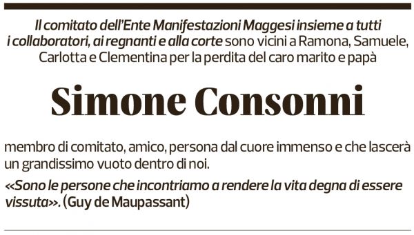 Annuncio funebre Simone Consonni