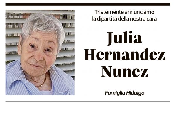 Annuncio funebre Julia Hernandez Nunez