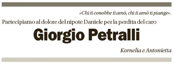 Annuncio funebre Giorgio Petralli