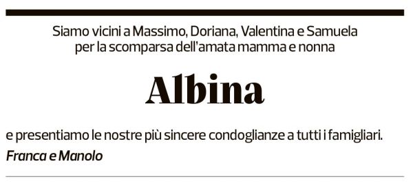 Annuncio funebre Albina Cattani