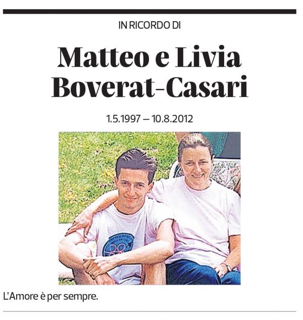 Annuncio funebre Matteo E Livia Boverat-casari