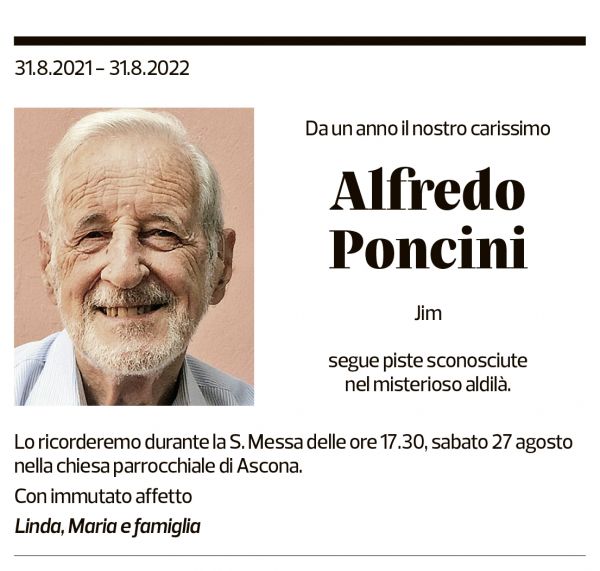 Annuncio funebre Alfredo Poncini