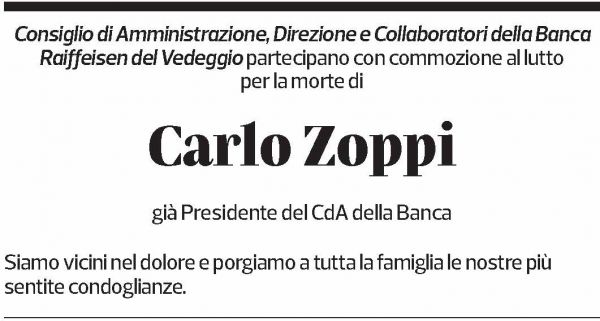 Annuncio funebre Carlo Zoppi