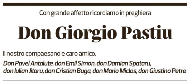 Annuncio funebre Giorgio Pastiu