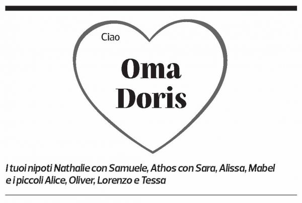 Annuncio funebre Doris Dal Pra