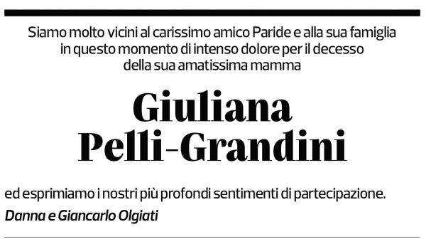 Annuncio funebre Giuliana Pelli-grandini