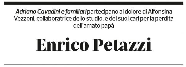 Annuncio funebre Enrico Petazzi