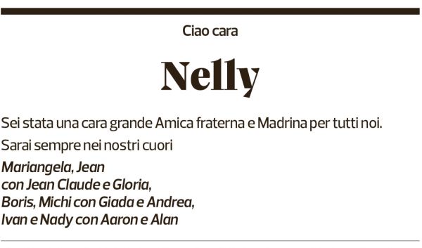 Annuncio funebre Nelly Kurz