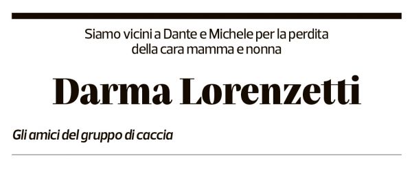 Annuncio funebre Darma Lorenzetti