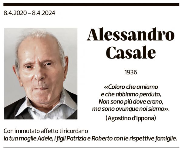 Annuncio funebre Alessandro Casale