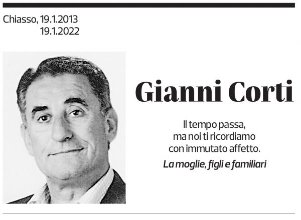 Annuncio funebre Gianni Corti