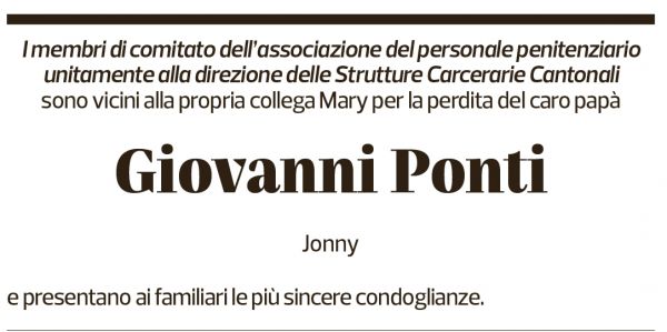 Annuncio funebre Giovanni Ponti