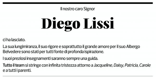 Annuncio funebre Diego Lissi